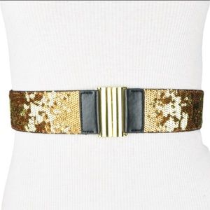 NEW BCBGMAXAZRIA BLACK BELT BRONZE GOLD SEQUIN